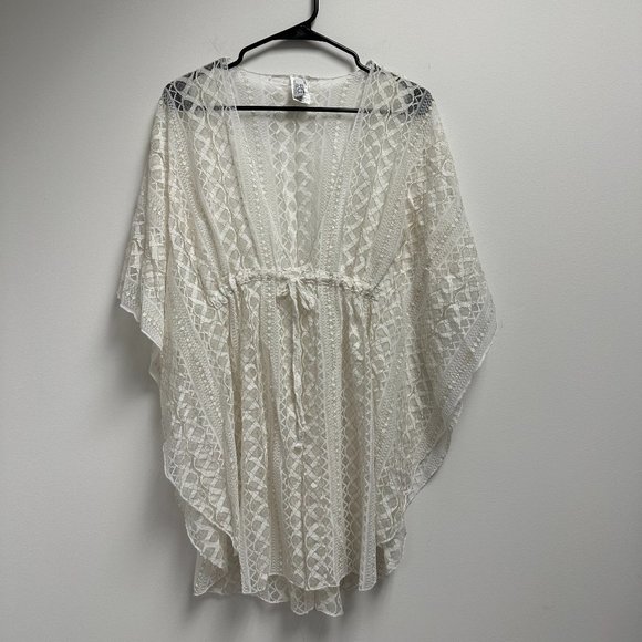 Becca by Rebecca Virtue Lace Tunic White Gold Swimsuit Cover Up - Picture 1 of 3